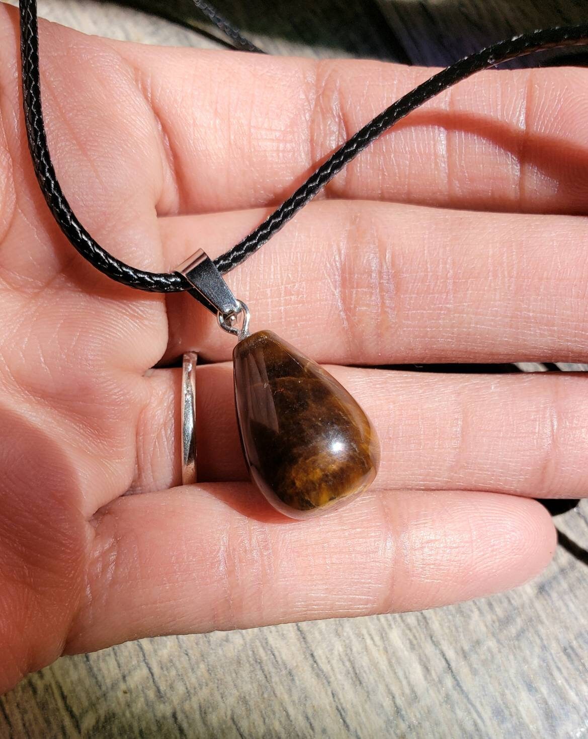 Malachite Necklace Pendant Tiger Eye Pendant Natural Gemstone Crystal