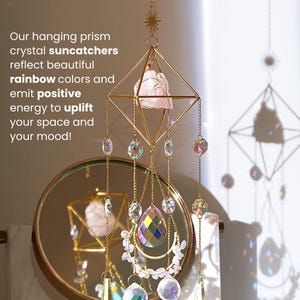 Sun Catcher for Window Hanging, Healing Crystal Suncatcher, Wind Chime, Christmas Gift for Her, Room Decor, Rainbow Maker, Garden Suncatcher