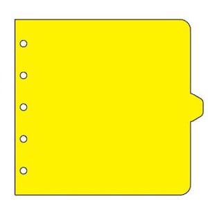 May include: A row of five colorful binder dividers in red, orange, yellow, green, and blue. Each divider has a square shape with a tab on the right side and five holes along the left edge for binding.