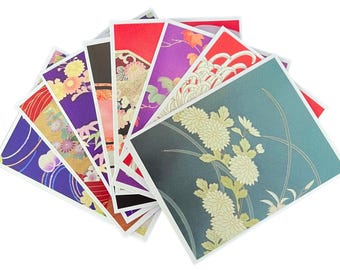 Ensemble de cartes de correspondance en soie kimono japonaise, paquet de cartes d'anniversaire asiatiques, ensemble de cartes de remerciement automnales faites à la main, cadeau idéal pour un amoureux du Japon, cartes de vœux vierges