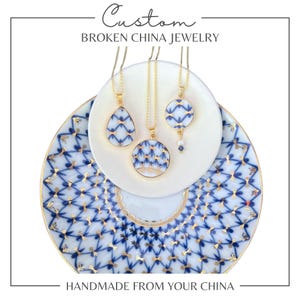 CUSTOM Order Broken China Jewelry handmade from Your Family China, Choice of China Necklace Heirloom Gift for Her 40th 50th 60th Birthday