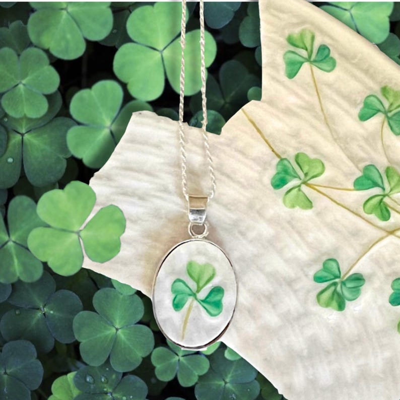 Belleek Shamrock Broken China Jewelry Ring handgemaakt van Iers porselein en sterlingzilver, klavertje vier sieraden verjaardagscadeau voor haar afbeelding 9