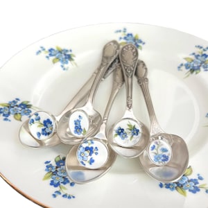 Forget Me Not-ring handgemaakt van geüpcycled vintage porselein en sterlingzilver, romantisch gebroken porselein sieraden ring cadeaus voor haar verjaardag