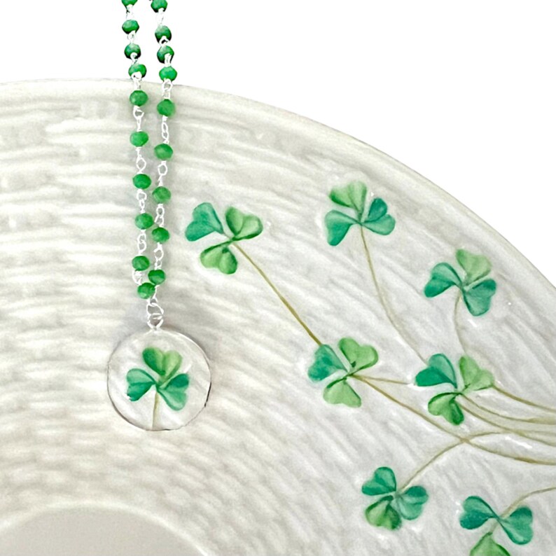 Belleek Shamrock Broken China Jewelry Ring handgemaakt van Iers porselein en sterlingzilver, klavertje vier sieraden verjaardagscadeau voor haar afbeelding 10