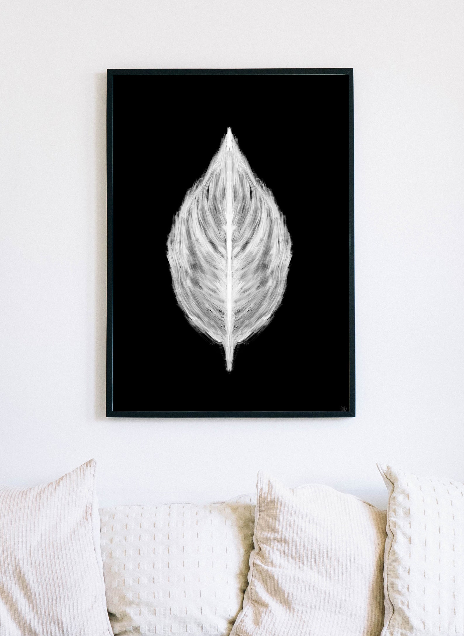 black and white leaf wall art
