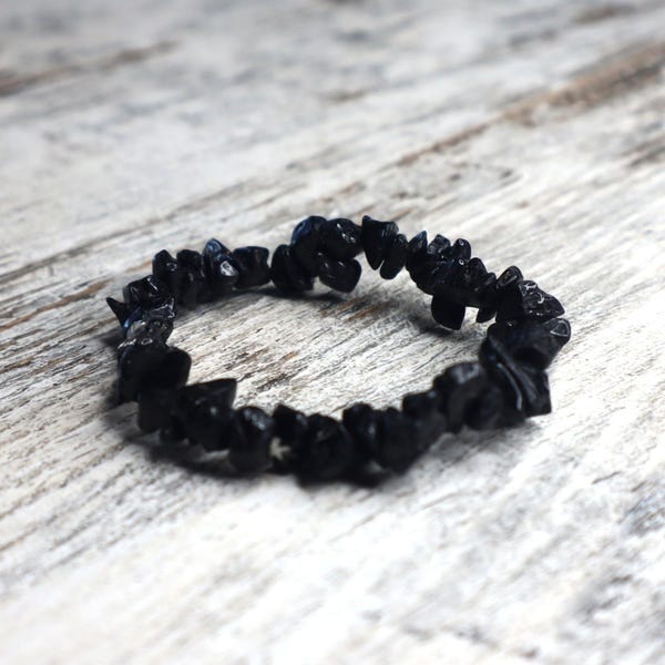 Black Tourmaline Chip Bracelet | Protection, Grounding & Strength