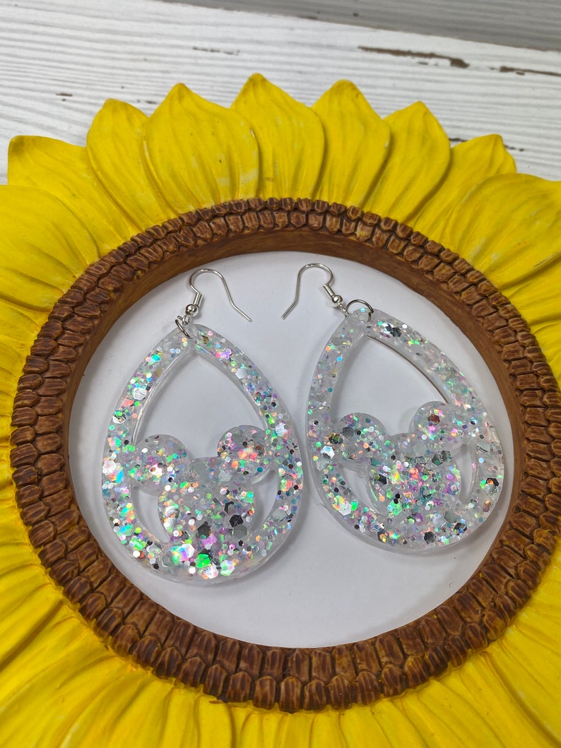 Medium Glitter Resin Mouse Earrings