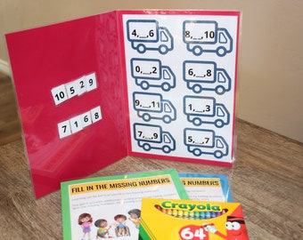 File Folder Game - Truck Number Counting - Kindergarten Preschool PreK Autism Special Education