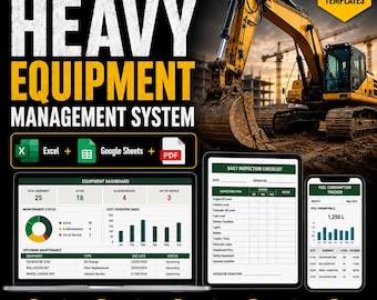 Baumaschinen-Management-Kit | Wartungsprotokoll für Bagger | Baumaschinen-Tracker | Inspektionschecklisten-Paket