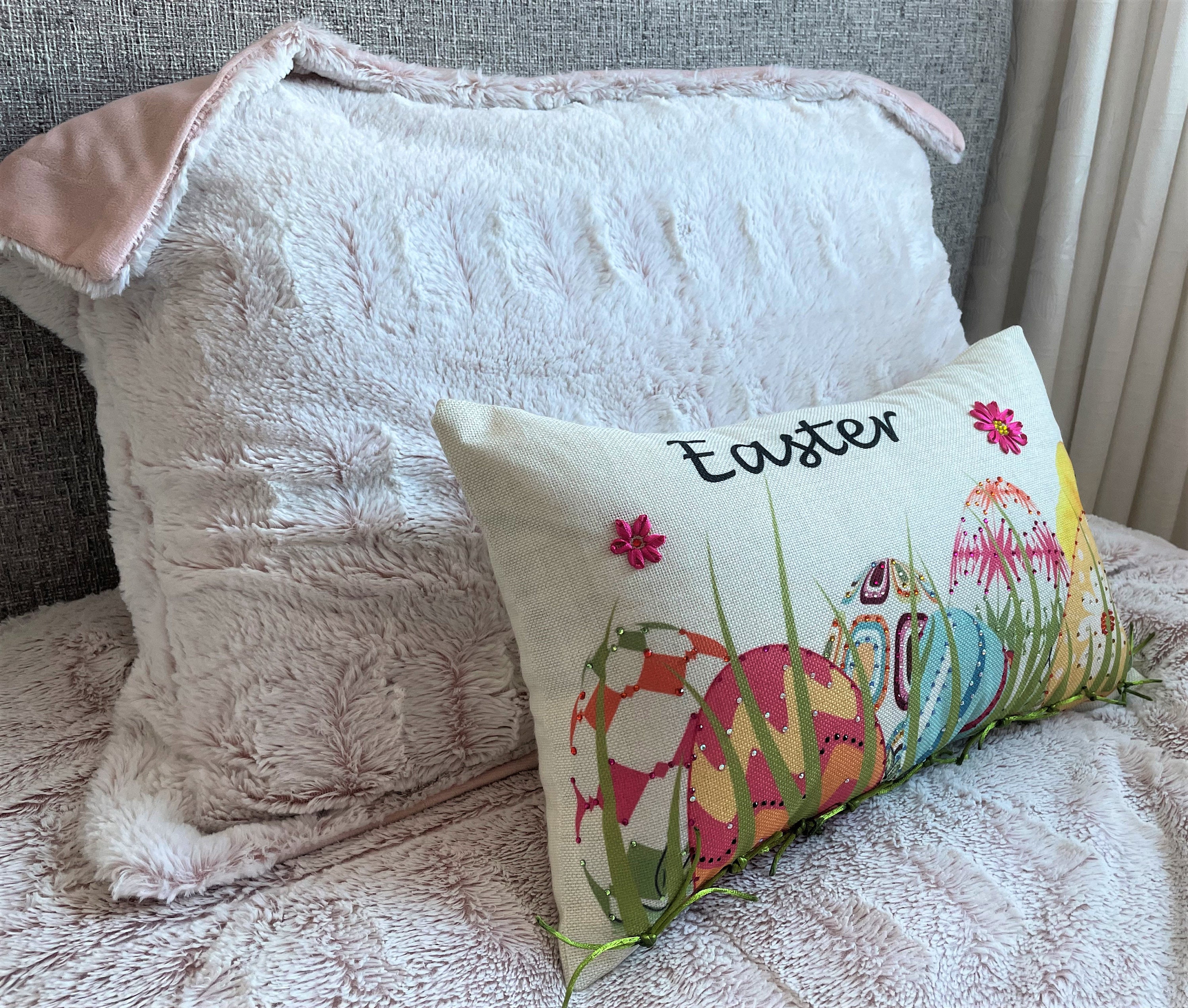 Easter Egg Cushion Cover /Cushion with Crystals / Embellished Etsy