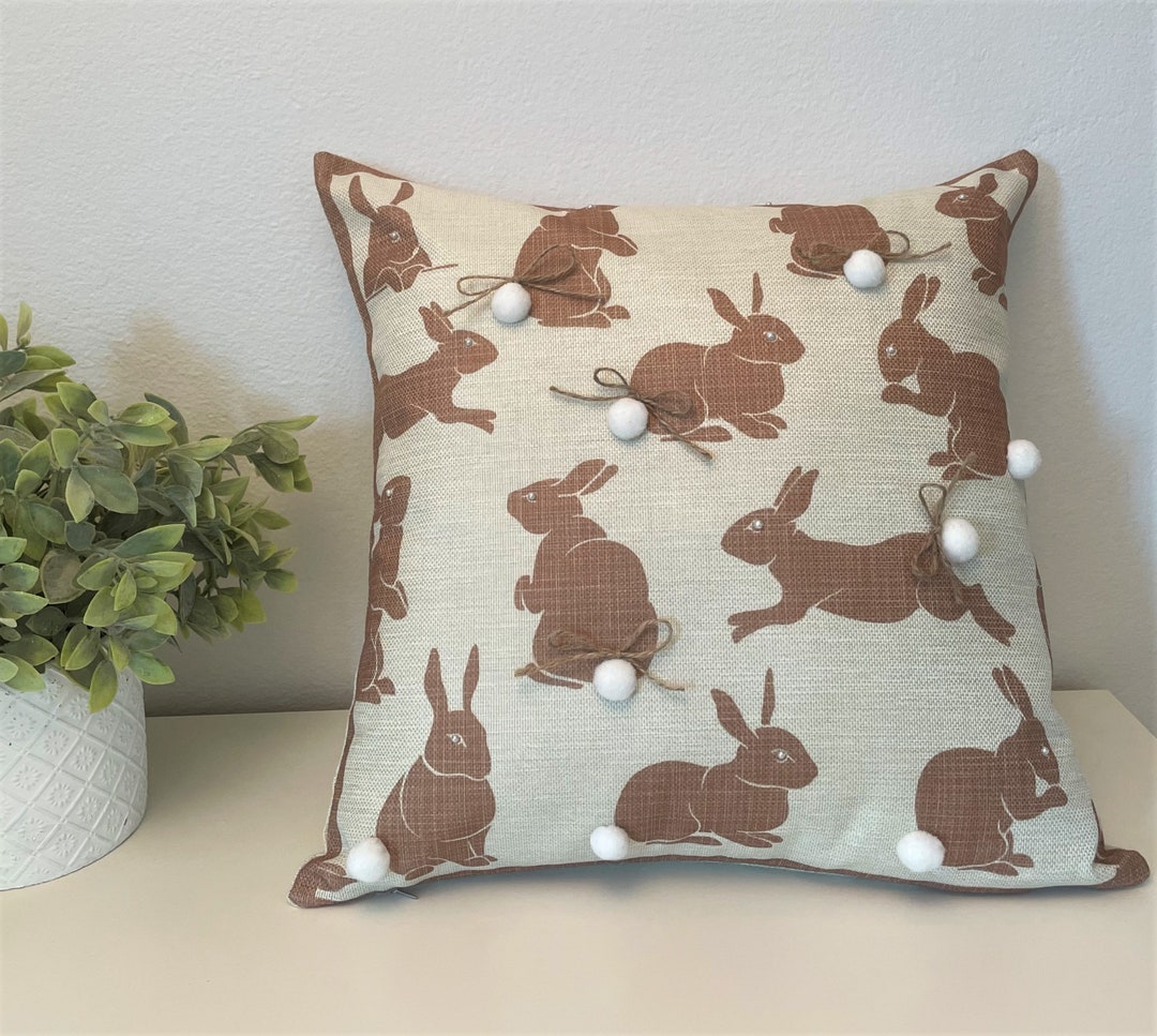 Easter Bunny Pillow Cover / Cushion Cover / Easter / Bunny Eggs Cover / Easter Boho Chic Cover