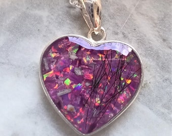HEART Pendant 15x13mm bezel encapsulating ashes or hair including chain .925 sterling silver can be engraved memory / Memorial jewellery