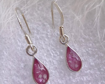 SMALL TEAR Drop Earrings  (Pair) - to contain hair or ashes Sterling silver memorial earrings