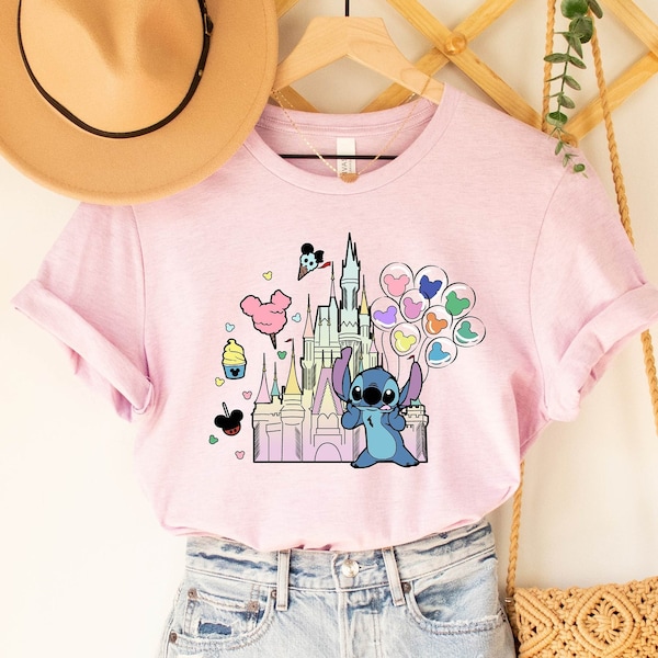 Camisa de puntada, camiseta de Disney, camisa de puntada de Disney, camisa de puntada de Disneyworld, camisas de vacaciones de Disney, camisa del castillo de Disney, camisa del reino mágico