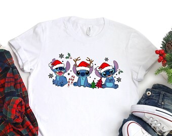 Stitch Christmas Shirt, Disney Christmas Shirt, Santa Stitch T-Shirt, Disney Kids Christmas T-Shirt, Christmas Shirt, Disney Stitch Xmas Tee