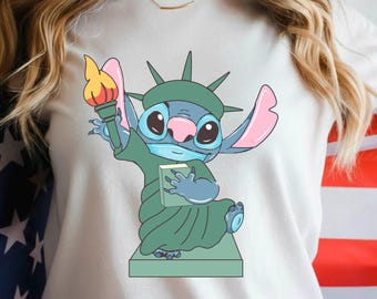 Stitch Freiheitsstatue T-Shirt, Disney Disney Shirt, 4. Juli Feier T-Shirt, 250 Jahre Amerika Shirt, Disney Fan Geschenk