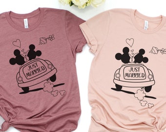 Just Married Disney Shirt, Disney Couple Shirt, Disneyland Wedding Gift, Bride and Groom Shirts, Honeymoon Disney Shirt, Disney Family Shirt