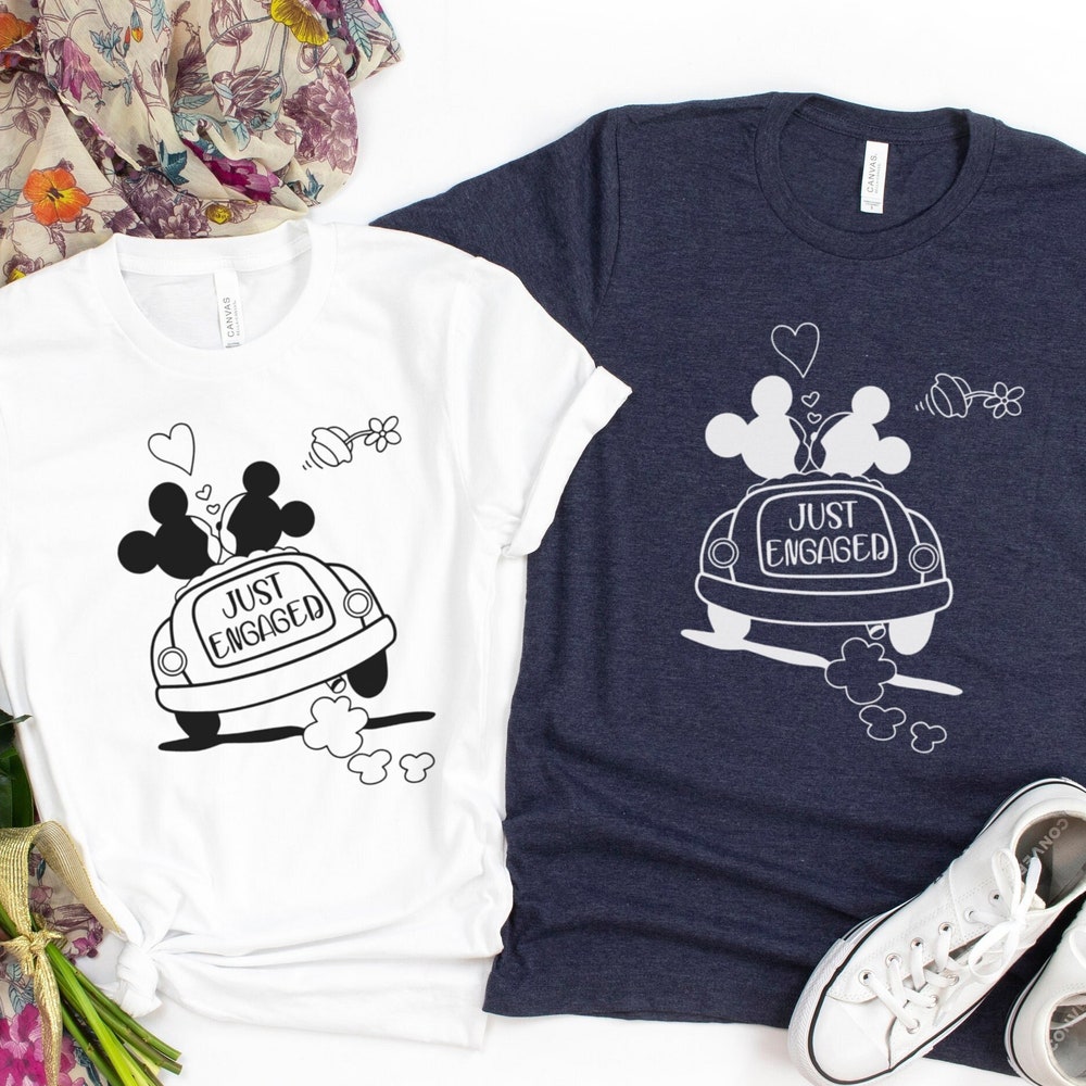 Just Engaged Shirts, Honeymoon Shirts, Disney Couples Shirts, Engagement Gift, Bride And Groom Gift, Disney Couple Shirt, Bachelorette Party