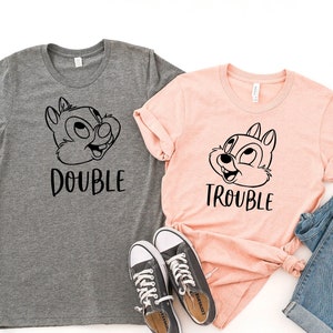 Chip and Dale Disney T-Shirt, Double and trouble T-shirt for Kids, Disney T-Shirt, Twin Kids T-shirt, Disney Couple shirt,Family Disney Tee