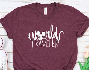 World Traveler Disney Shirt, Disney Vacation Shirt, Women's Travel Shirt, Matching Disney Shirt, Disneyland Epcot Tee, Disney Parks Shirt
