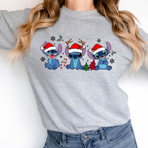 Stitch Christmas Swaetshirt, Christmas Disney Stitch Hoodie, Christmas Sweatshirt, Santa Stitch Sweatshirt, Lilo and Stitch Xmas Sweatshrits