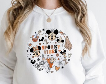 Spooky Vibes Sweatshirt, Disney Halloween Sweatshirt, Disney Fall Season Sweatshirt, Disney Spooky Season Hoodie, Retro Halloween Swaetshirt