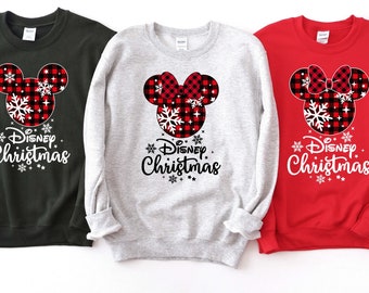 Mickey Minnie Plaid Disney Christmas Sweatshirt, Disney Christmas Sweatshirt, Mickey Minnie Christmas Sweatshirt, Disneyland Christmas