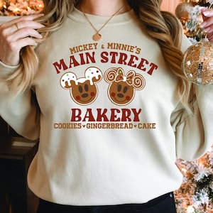 Mickey Minnie Main Street Bakery Sweatshirt, Retro Disney Sweatshirt, Disney Christmas Hoodie, Disneyland Christmas, Christmas Gifts