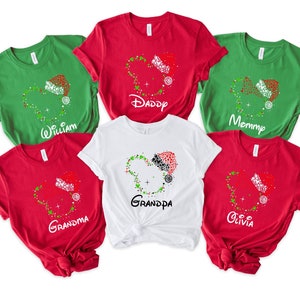 Family Christmas T-Shirt, Disney Christmas Family Shirt, Personalized Christmas Family Shirt, Santa Hat Christmas Shirt, Santa Mickey Shirt