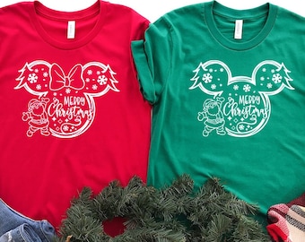 Chemises de Noël Disney, Chemises Disney assorties, Chemises de Noël Disney Santa, Chemise de Noël Minnie Mickey, Chemise de Joyeux Noël
