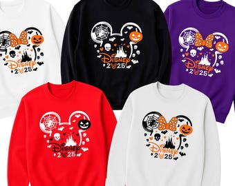Disney Halloween 2025 Family Matching Sweatshirts, Mickey Minnie Spooky Sweatshirt, Disney Halloween Vacation Crew Neck