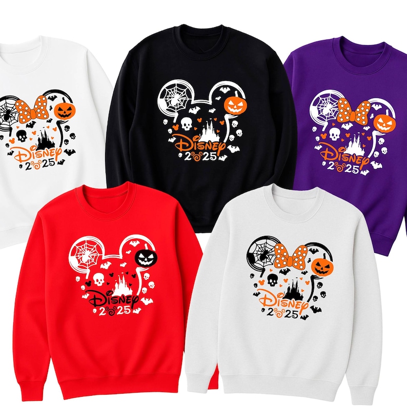 Disney Halloween 2025 Family Matching Sweatshirts, Mickey Minnie Spooky Sweatshirt, Disney Halloween Vacation Crew Neck image 1