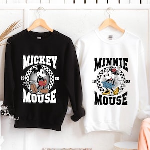 Retro Disney Couple Sweatshirt, Disney Minnie Mickey Mouse Matching Family Sweatshirt, Disneyland Vacation Sweatshirt, Disney Couple Hoodie
