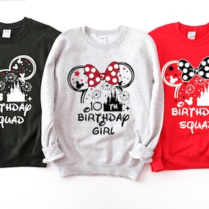 Sweat-shirt personnalisé anniversaire Disney, sweat-shirt assorti équipe d&#39;anniversaire Disney, sweat-shirt anniversaire fille et garçon, pull de famille Disneyland