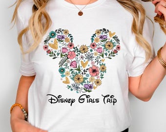 Floral Disney Girls Trip Shirt, Disneyland Girls Vacation Shirt, Disney Group Tee, Disney Mickey Shirt, Disney Family Matching Shirt