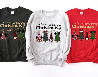 Mickey Weihnachtsbaum Sweatshirt, Frohe Weihnachten Disney Sweatshirt, Urlaub Passende Outfit, Familie Weihnachten Pullover, Süßes Disney Geschenk