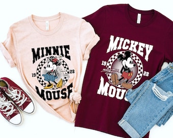 Retro Minnie Mickey Mouse Disney Couple Shirt, Disneyland Matching Family Trip Shirt, Disney Vacation Shirt, Disney Valentines Day Shirt