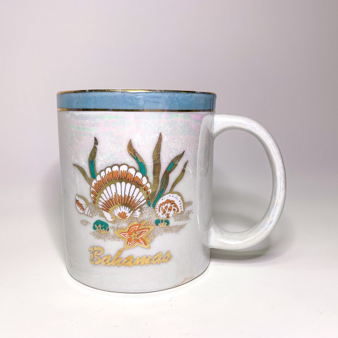 Vintage Iridescent Seashell Souvenir Mug Etsy