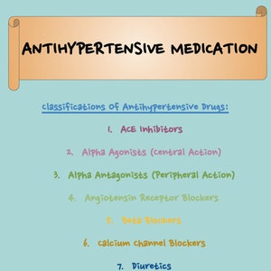 Hypertension Medications Nursing Study Guide; Hypertension Pharmacology; Antihypertensive Medications; Nurse Study Guide