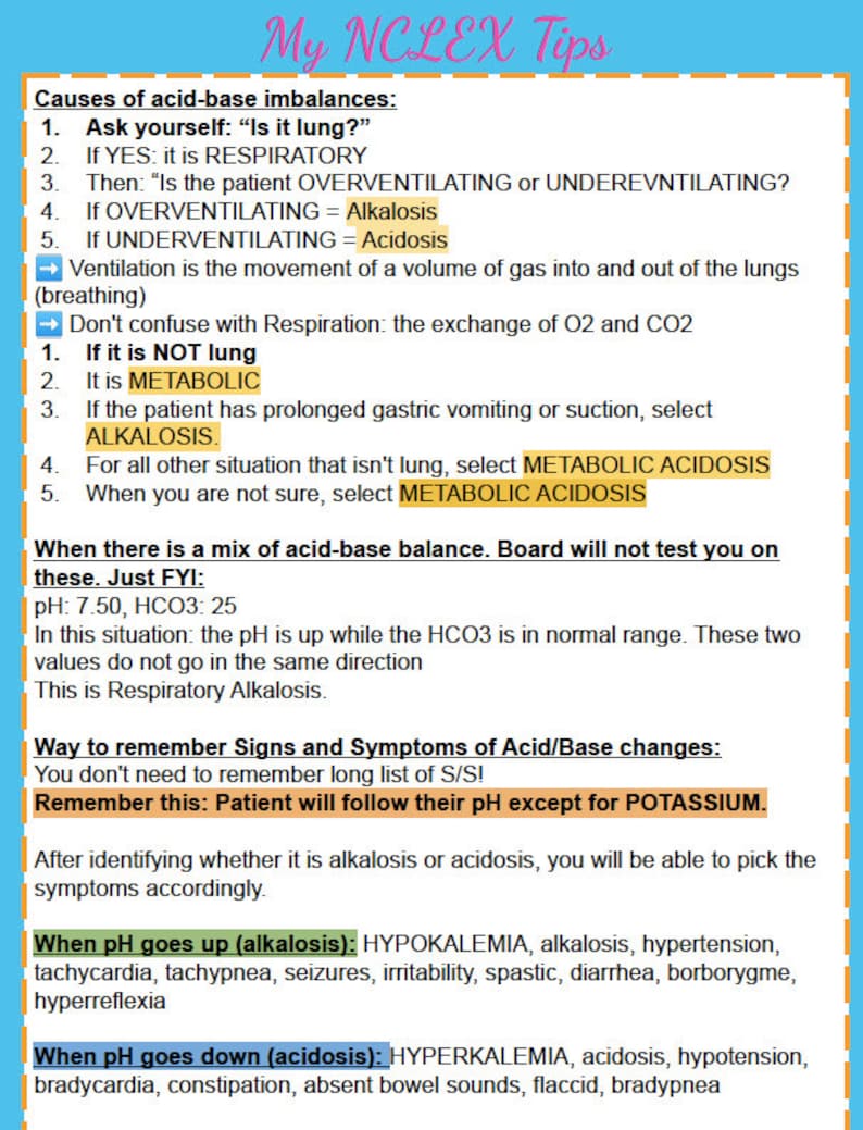 Acid Base Balance ABGs Practices with Answers NCLEX tips on ABGs Tips to study Acid/Base Balance image 6