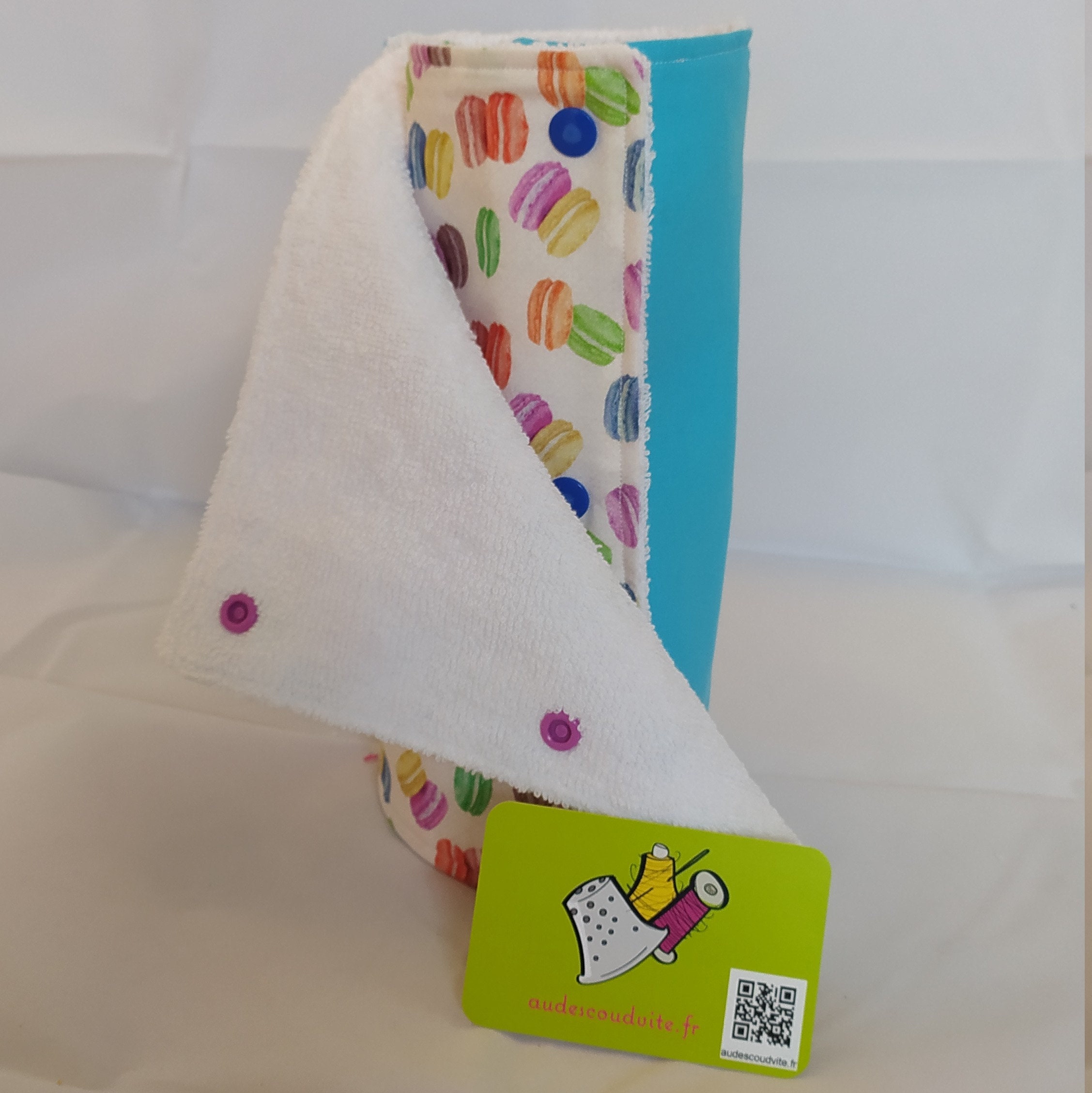 Essuie-Tout Lavable, Motif Macaron, 8 Feuilles, Éponge