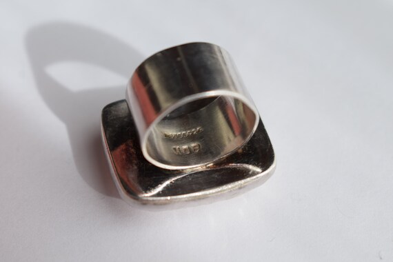 Vintage Modernist Sterling Silver Ring | Large Ch… - image 4