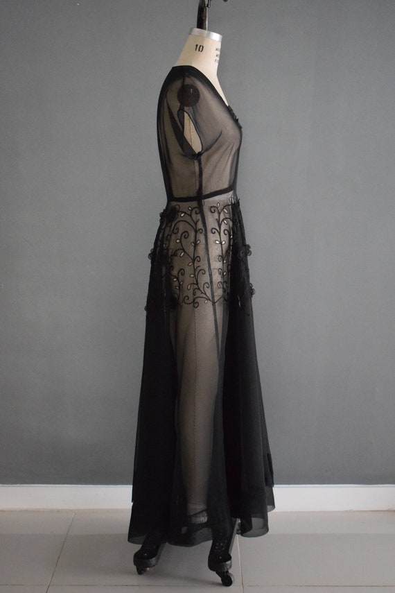 Vintage 1940's Party Dress | 40's Sheer Black Lac… - image 6