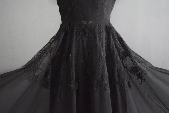 Vintage 1940's Party Dress | 40's Sheer Black Lac… - image 8