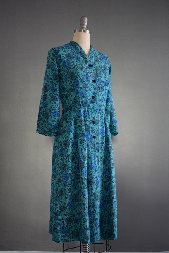 Vintage 1950s Floral Print Dress | 50s Shirtwaist… - image 6