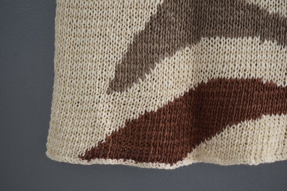 Vintage 1970s Cream Taupe and Cocoa Brown Graphic… - image 7