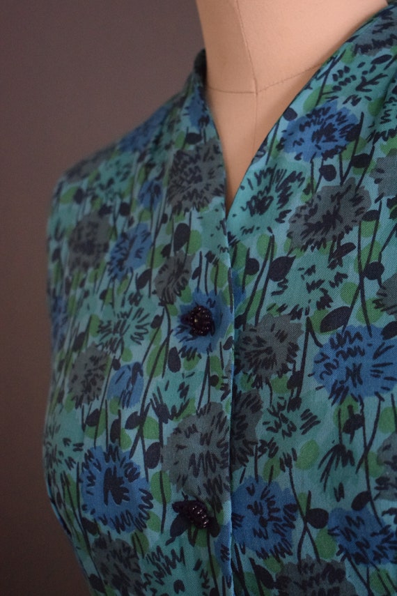 Vintage 1950s Floral Print Dress | 50s Shirtwaist… - image 9