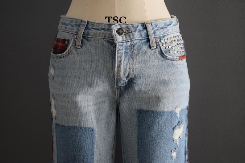 Free People Patchwork Nieten Schlagjeans | Wir die Free Mixed Patch mit Nieten | Leichte Waschung | Neu mit Tags | Nr. 25 | Nr. 24 | S Bild 5