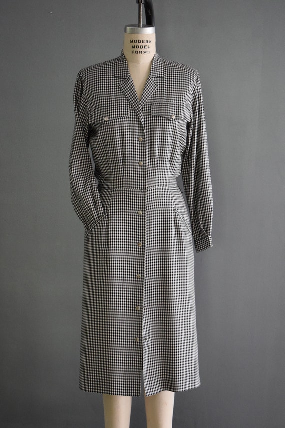 Vintage 1980's Liz Claiborne Black White Gingham … - image 3