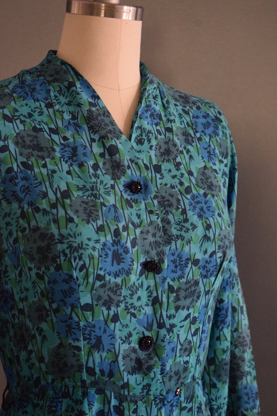 Vintage 1950s Floral Print Dress | 50s Shirtwaist… - image 4